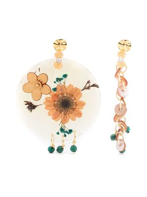 Amir Slama floral-appliqué drop earrings - Neutrals