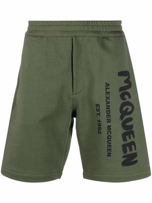 Alexander McQueen side logo-print shorts - Green