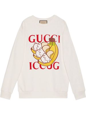 Gucci x Bananya mirrored logo print sweatshirt - White