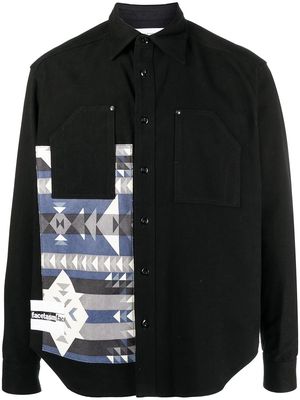 Facetasm geometric-print knitted shirt - Black
