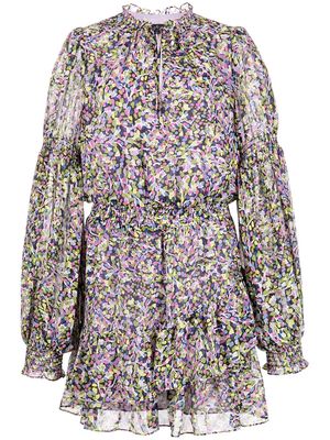 Ted Baker floral-print tiered mini dress - Purple