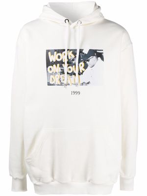 Throwback. graphic-print cotton hoodie - White