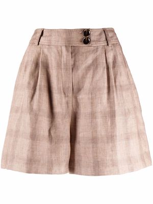 12 STOREEZ checked cotton shorts - Brown