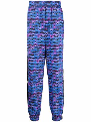 Valentino V Neon optical illusion-print track pants - Blue