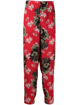 UNDERCOVER printed straight-leg trousers - Red