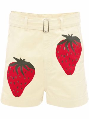 JW Anderson strawberry-print shorts - Neutrals