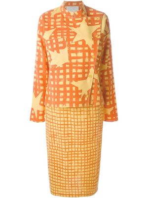JC de Castelbajac Pre-Owned 1980s grid-pattern jacket and skirt set - Yellow