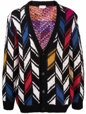 Saint Laurent patterned intarsia-knit cardigan - Black