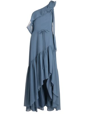 Marchesa Notte Bridesmaids Padua one-shoulder ruffled gown - Blue
