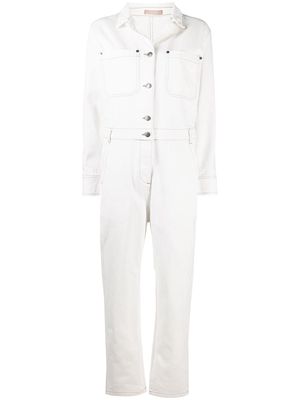 12 STOREEZ button-up denim jumpsuit - White