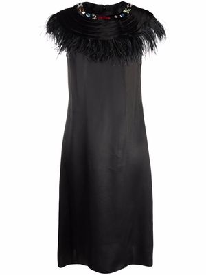 LANVIN embellished-collar sleeveless shift dress - Black