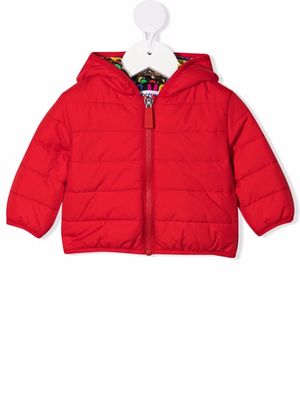 Moschino Kids logo-print zipped padded jacket - Red