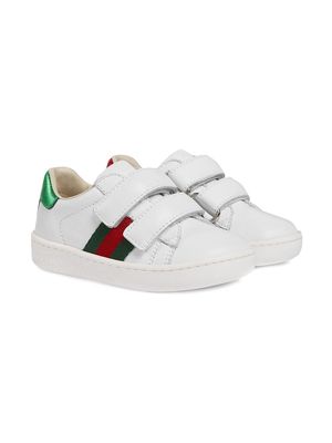 Gucci Kids toddler leather web detail sneakers - White