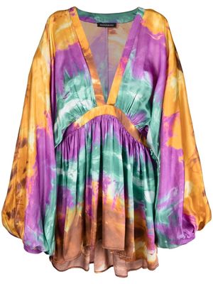 Wandering tie dye-print pleated dress - Purple