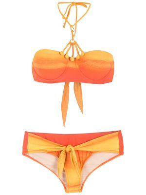 Amir Slama tie-fastening printed bikini set - Orange