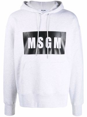 MSGM logo-print cotton hoodie - Grey