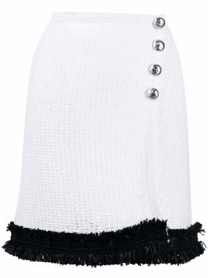 Charlott knitted ruffle-trim wrap skirt - White
