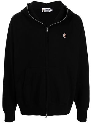 A BATHING APE® zip-front logo embroidered hoodie - Black