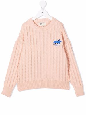Weekend House Kids. organic cotton cable knit jumper - Pink