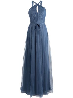 Marchesa Notte Bridesmaids cut-out sleeveless gown - Blue