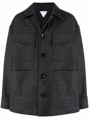 Bottega Veneta button-up tailored wool coat - Grey