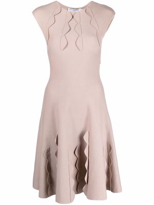 Christian Dior 2000s pre-owned scalloped detailing flared knitted-dress - Pink