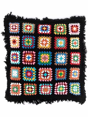 Alanui Positive Vibes hand-crochet pillow - Black