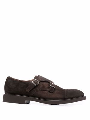 Doucal's suede double-buckle monk shoes - Brown
