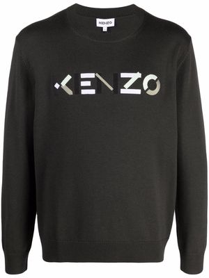 Kenzo logo-print wool jumper - Green