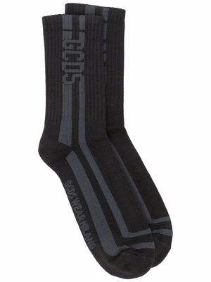 Gcds striped intarsia-logo socks - Black