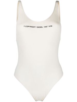 Diesel graphic-print low-back swimsuit - White
