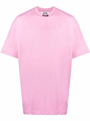 MSGM embroidered-logo cotton T-Shirt - Pink