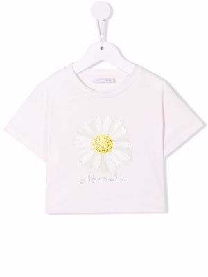 Monnalisa floral-print studded T-shirt - Pink