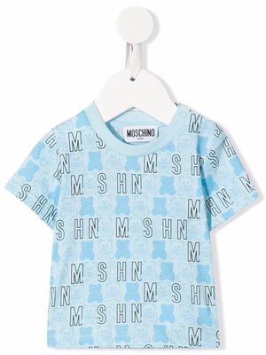 Moschino Kids all-over logo print T-shirt - Blue