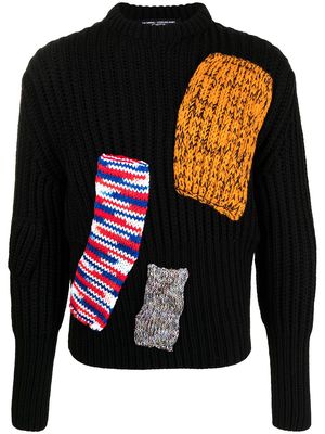 Raf Simons patchwork design ribbed-knit jumper - Black