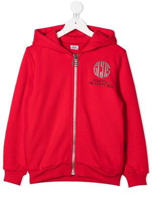 Gcds Kids logo-print zipped hoodie - Red