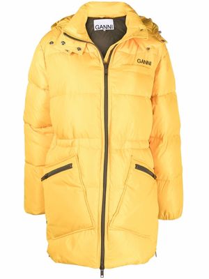 GANNI padded hooded coat - Yellow