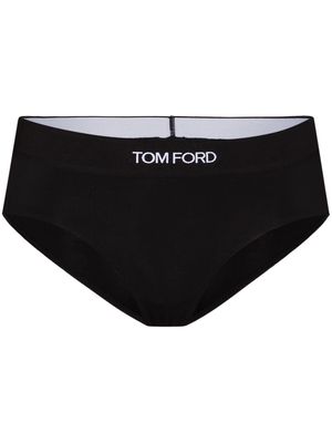 TOM FORD logo-waistband mid-rise briefs - Black