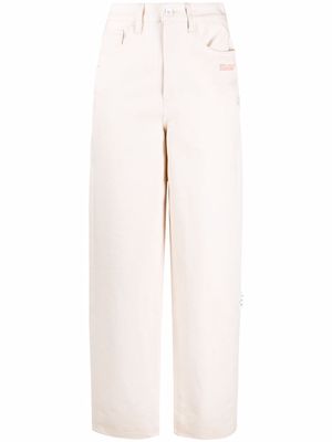 Off-White logo-print wide-leg jeans - Neutrals