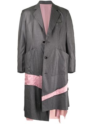 sulvam panelled asymmetric single-breasted coat - Grey