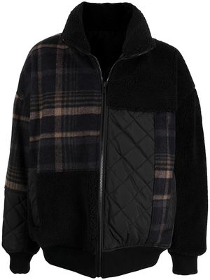 FIVE CM patchwork zip jacket - Black