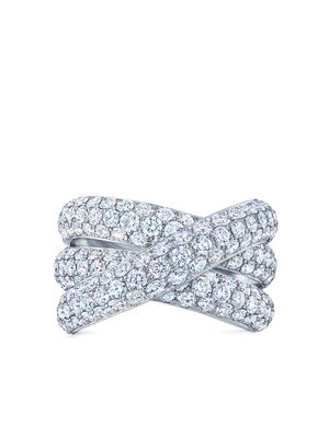 KWIAT 18kt white gold diamond Moonlight three-row crossover ring - Silver