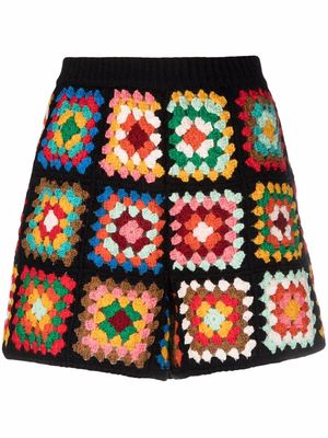 Alanui Positive Vibes crochet shorts - Black