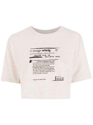 Osklen Redesign Waste Eco-print cropped T-shirt - Neutrals