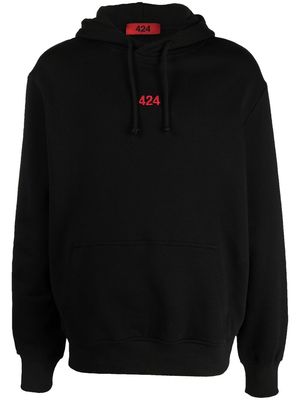 424 logo-embroidered cotton hoodie - Black