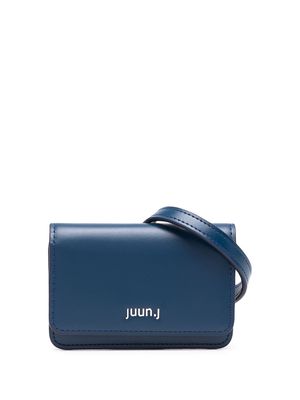 Juun.J logo-lettering leather belt bag - Blue