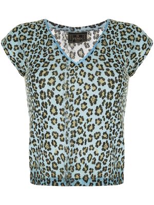 Fendi Pre-Owned 1990s leopard print V-neck T-shirt - Multicolour