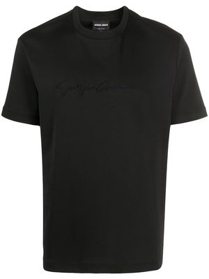 Giorgio Armani embroidered logo T-shirt - Black
