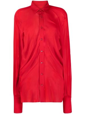 Maison Margiela semi-sheer silk shirt - Red