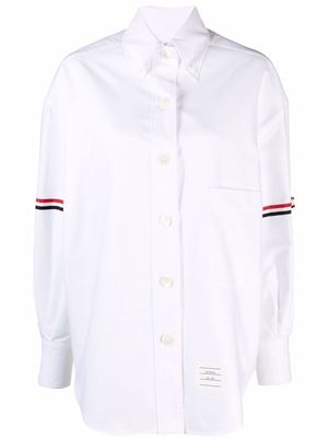 Thom Browne button-collar grosgrain armband shirt - White